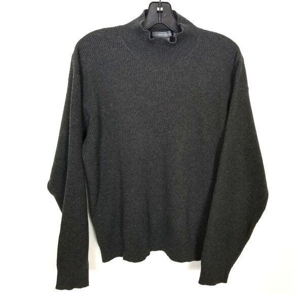 Eddie Bauer Women Merino Wool  Pullover Sweater Sz M Gray Turtleneck Warm Cozy - Picture 1 of 7